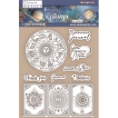 Stamperia Natural Rubber Stamp Cosmos Infinity Zodiac and Cards