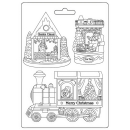Stamperia Soft Mould A5 Train Santa Claus