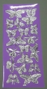 Stickerbogen 10 x 23 cm Schmetterlinge flieder-silber
