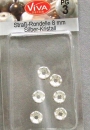 VIVA Strass Rondelle 8 mm Silber Kristall 6 Stück