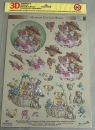 3D Dufex-Stanzbogen Meadow Cottage Bears im Kreis, im Korb