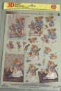 3D Dufex-Stanzbogen Meadow Cottage Bears beim Spielen, beim Schreiben