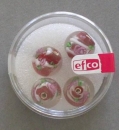 Glasperlen Streifen & Rosen rund rot