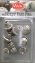 VIVA Decor Ornament Perlen Doppelkegel, Rondell und Kugeln silber