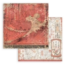 Stamperia Doppelseitig bedruckter Papierbogen 12 x 12 Inch Paper Sir Vagabond in Japan Red Texture